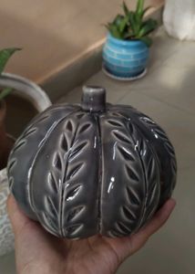Grey Ceramic Pumpkin Decor
