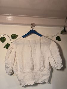White Smocked Crop Top