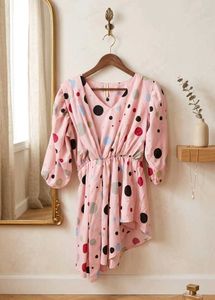 Pink Polka Dot Wrap Dress