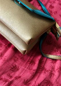 Baggit Chic Gold &amp; Teal Sling Bag