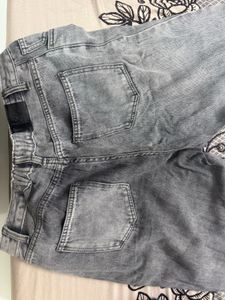 Gray Cropped Denim Jeans