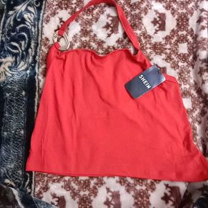 XXL size Red Halter Crop Top