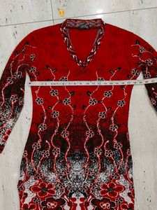 🌹❣️Red Floral V-Neck Knit Sweater🌹❣️
