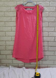 H&amp;M Pink Lace-Shoulder Shift Dress