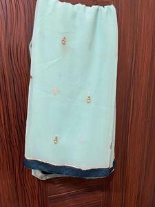 Teal &amp; Gold Embellished Salwar Kameez