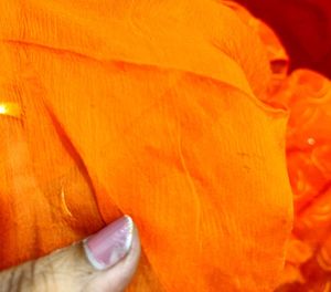 Orange Embroidered Saree( pure chiffon)✨