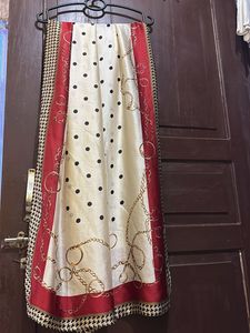 Elegant scarf  with Polka Dot & Chain Print