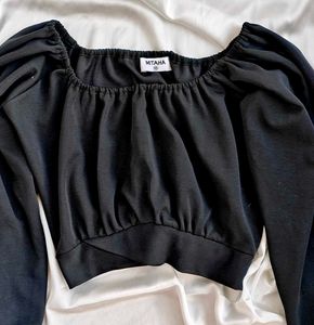 Black Puffed Sleeve Top