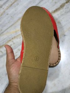 Red Espadrille Flats with Tassel Detail