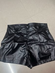 Black Faux Leather Shorts