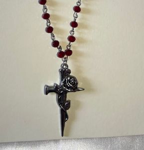 HANDMADE Gothic Rose Cross Necklace