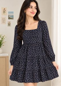 floral printed flared dress for women