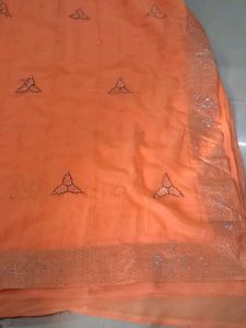 Elegant Peach Saree with Embellishments