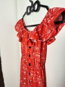 Trendy Red Printed Dress