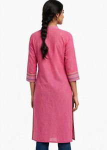 Product Title: Rani Pink Pure Cotton Dailywear Kur