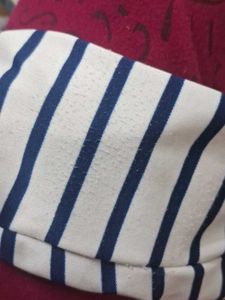 Denim Pinafore Dress with Striped Top