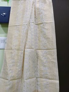 Elegant White Dupatta with Gold Border