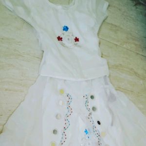 White Embroidered Skirt and Top Set