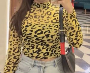 Yellow Leopard Print Mesh Top