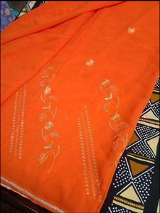 Vibrant Orange Embroidered sarees