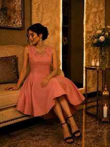 Elegant Rose Pink Party Dress