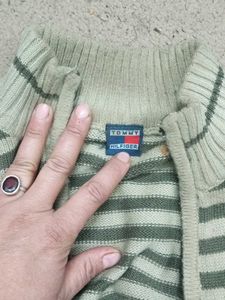 Striped Knit sweater for men with front zip