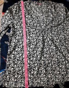 Black And White V-Neck High Low Blouse