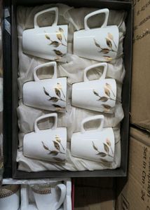 Set of 6 Elegant White Mugs