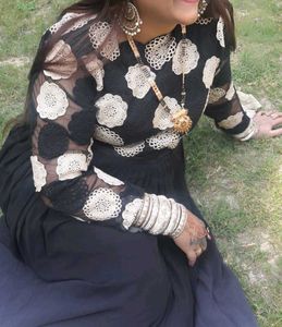 Elegant Black Lace Sleeve long gown