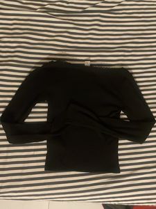 Black Long Sleeve Top with Bow Detail