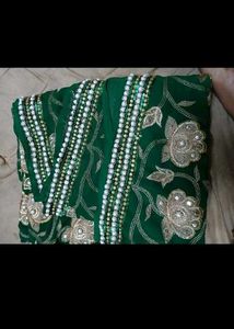 Embroidered Green Saree with Border