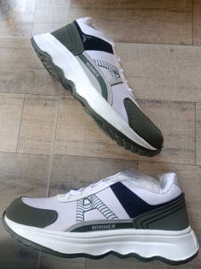 Winner Men's White & Green Sneakers