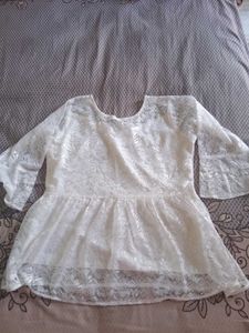 Elegant White Lace Bell Sleeve Top