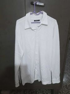 Men's White Textured Long Sleeve Shirt