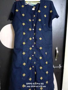 Stylish Navy Blue Embroidered Kurta