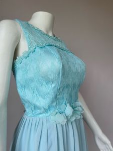 Vintage Aqua Chiffon Gown FIXED PRICE