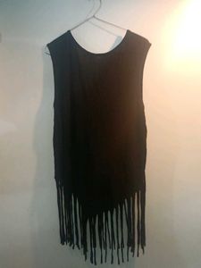 Black Fringe Tank Top