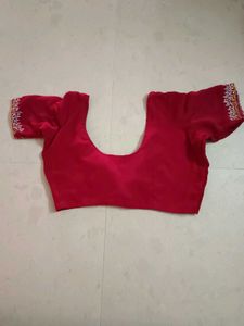 Beautiful Red Saree with Embellishments