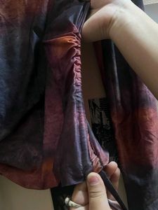 :Trendy Tie-Dye Ruched Long Sleeve Crop Top for Wo