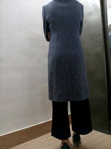 Elegant Bluish Grey Trench Coat
