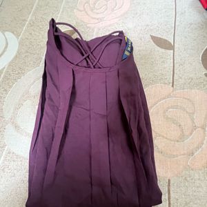 Purple Pleated Sleeveless Top