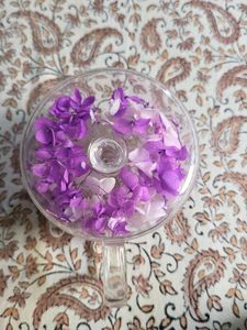 Purple Flower Cup / Floral Glass