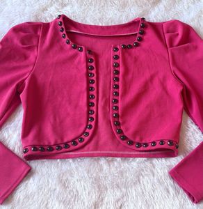 Hot Pink Bolero Blazer with Studs
