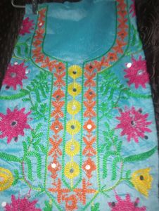 Embroidered Teal Kurta Set with Dupatta