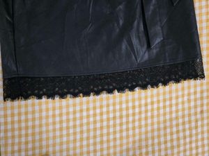 Faux Leather Lace Trim Skirt