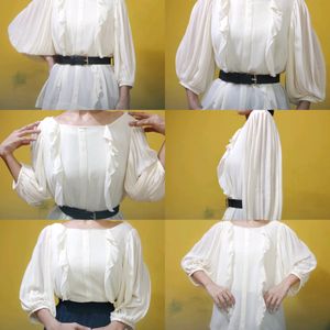 Elegant Off-White Ruffle Top