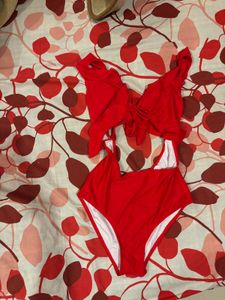 Red Ruffle High-Waist Bikini Set