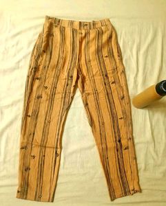 Yellow Striped Plazzo+Steel bottle