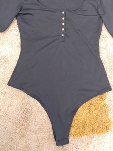 Chic Button Detail Bodysuit Top