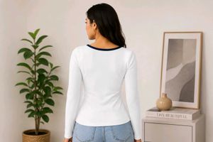 Korean Style Ribbed White Stretchable